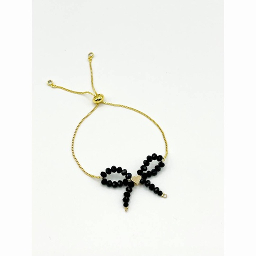 [PM02] Pulsera Lazo Cristales negros 